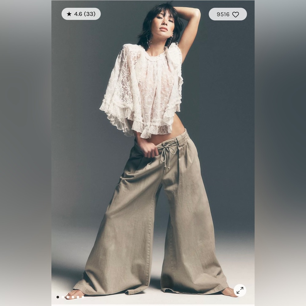 Free People Julien Wide Leg Chino Trousers size Large - Picture 14 of 14